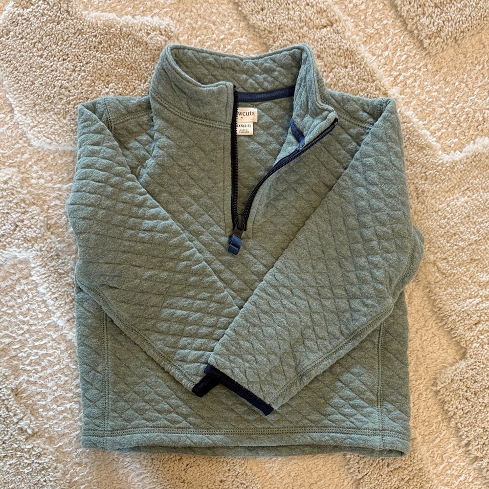 J. Crew Kids Quilted Half-Zip Pullover in Green
